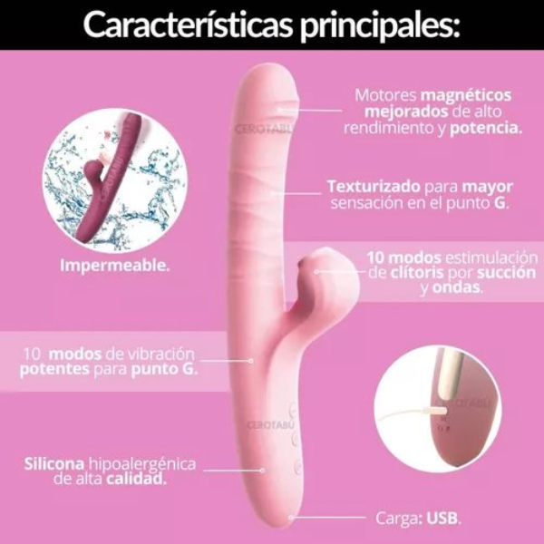 CONEJITO MULTIORGASMICO CON SUCCIONADOR DE CLITORIS VIBRATOR