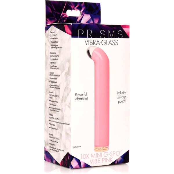 VIBRADOR PUNTO G 10X MINI XR VIDRIO ROSA - Mi tienda