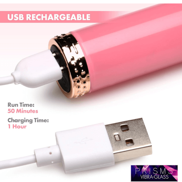 VIBRADOR PUNTO G 10X MINI XR VIDRIO ROSA - Mi tienda