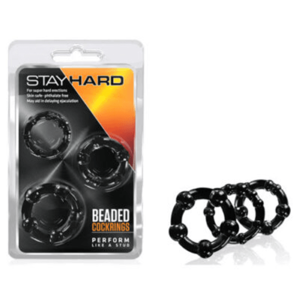 Kit de anillos - STAY HARD BEADED COCKRINGS-BLACK - Mi tienda