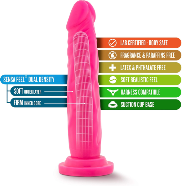 Dildo Dual Density Cock 7.5 Inch  - Neon Pink